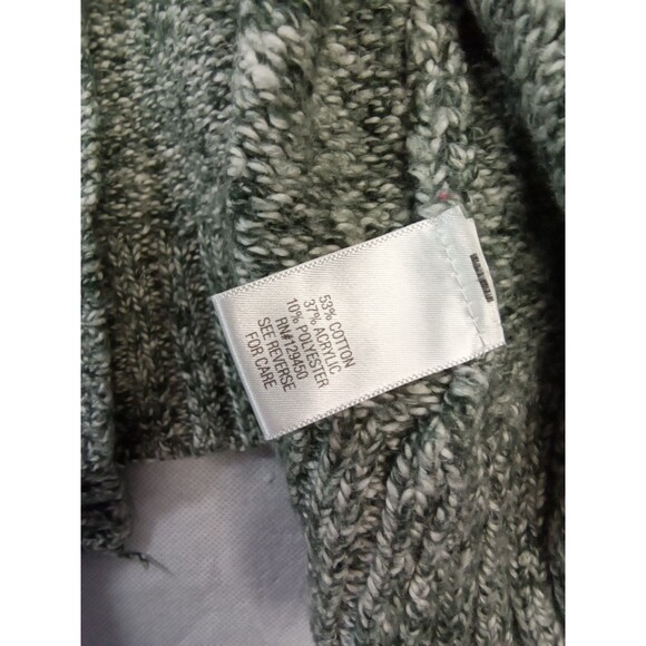 Croft & Barrow large Green White button up sweater 3/4  Mock Neck - Picture 9 of 11